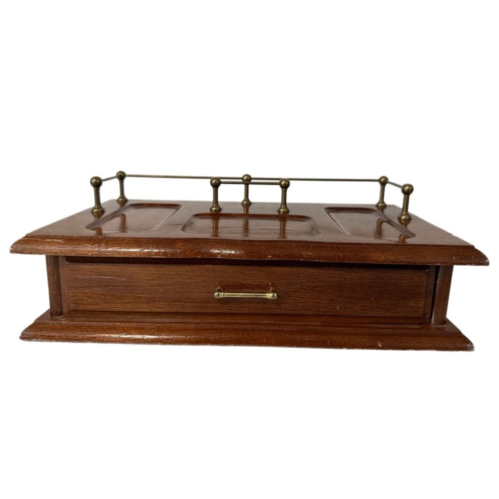 Mele Vintage Wooden Jewelry Dresser Box 1 Drawer Taiwan Jewel Case